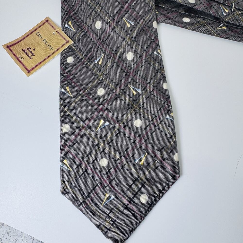 New Tommy Bahama 100% Silk Off Island Golf Mens Tie 4 x 59  Preppy Coastal NWT